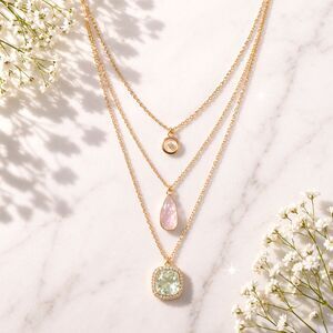 LOFT Gold Tone Triple Strand Gold Tone Pendant Necklace NWT